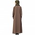 Front open abaya with white patch pocket- Khaki